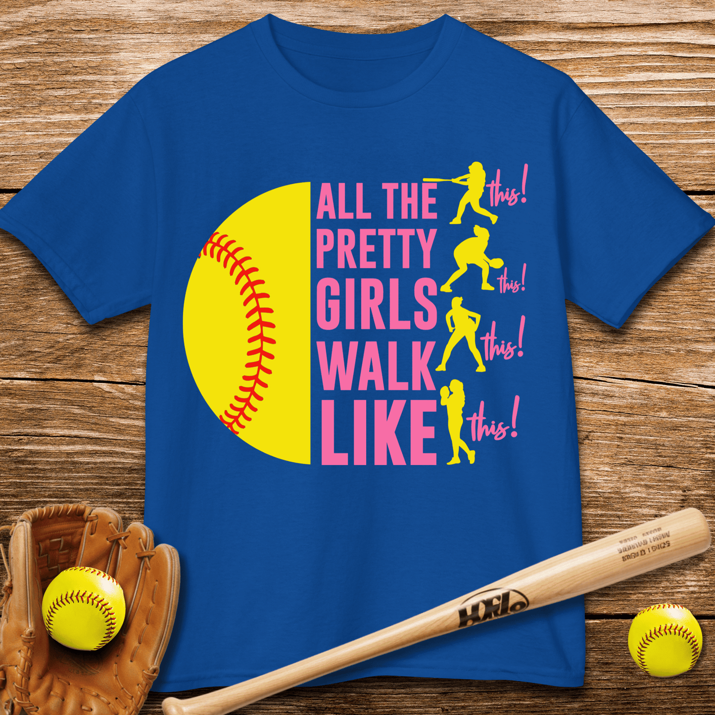 Pretty Girls Play Softball Kids T-shirt - HomeRun PrintsKids clothes