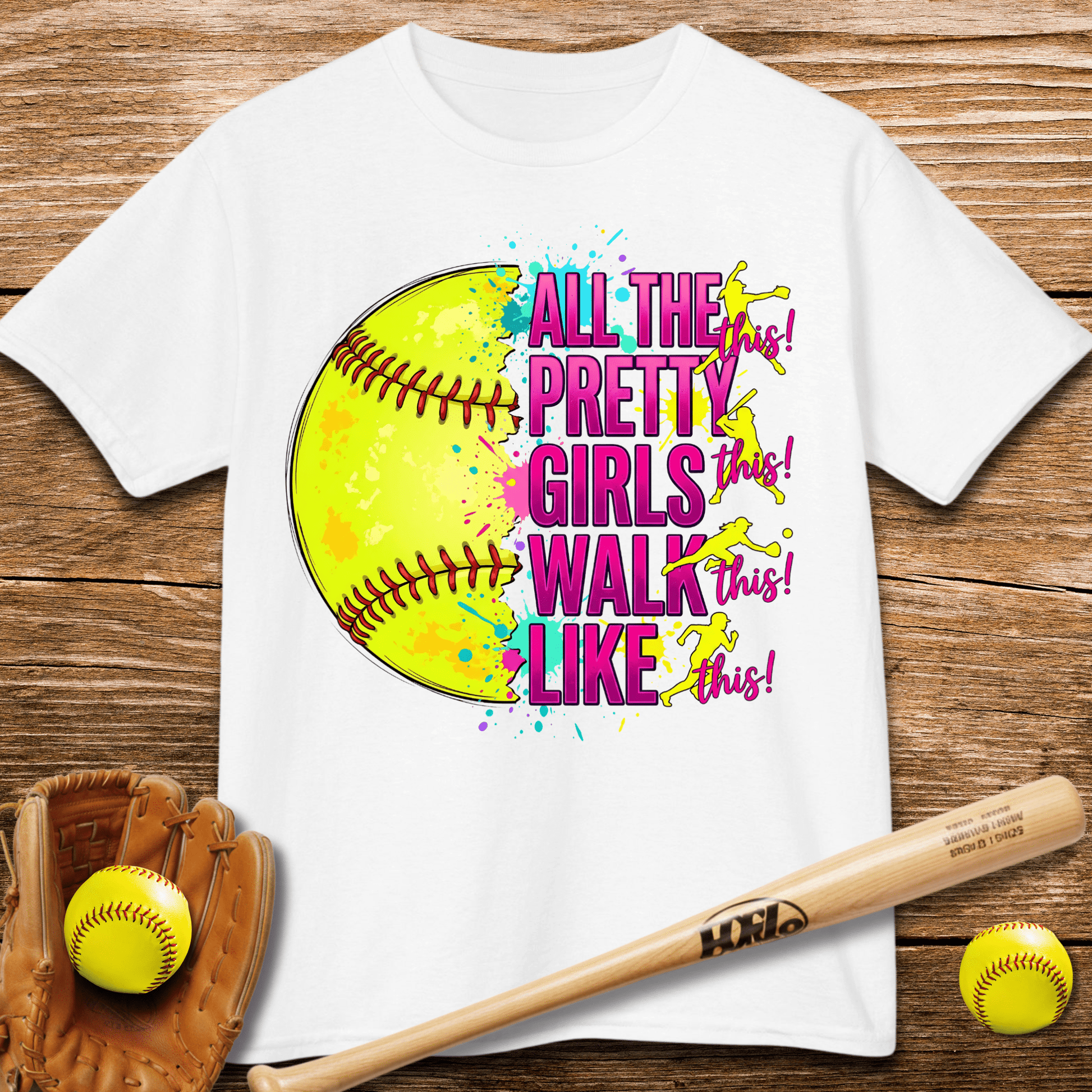 Pretty Girls Play Softball Kids T-shirt - HomeRun PrintsKids clothes