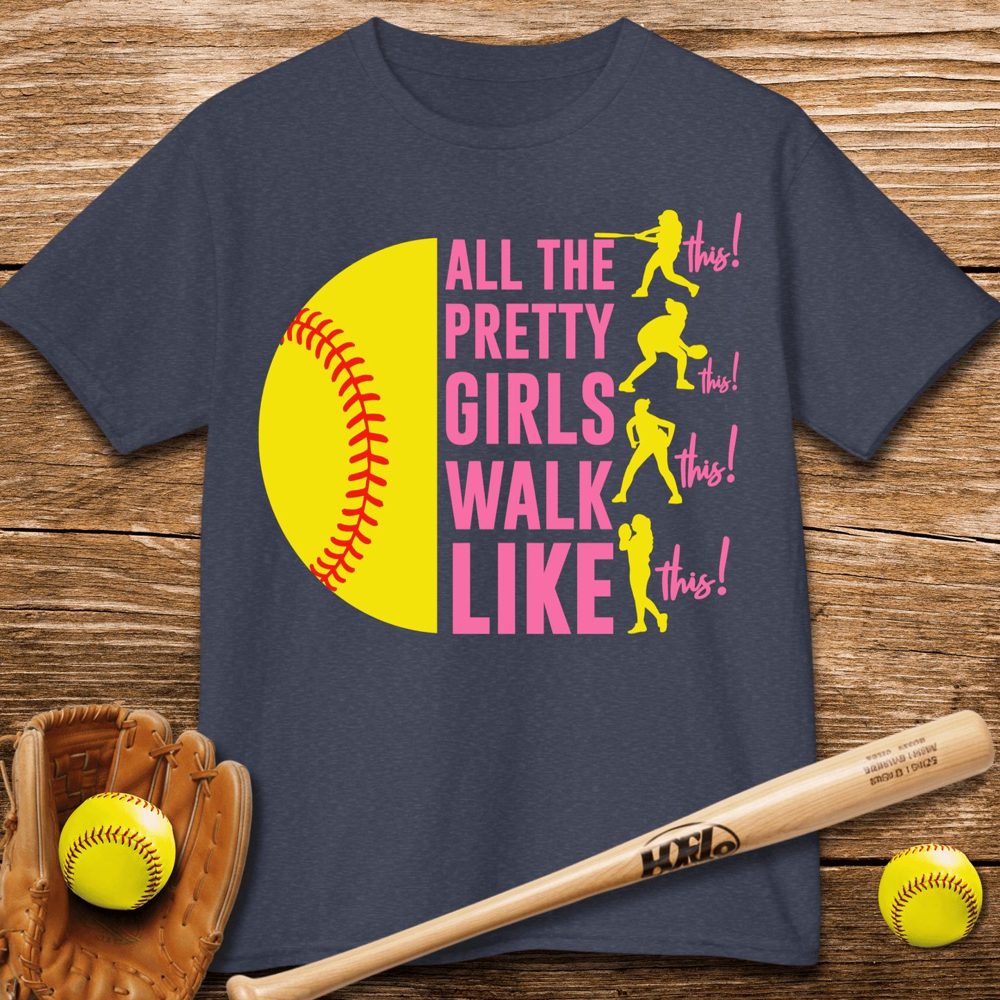Pretty Girls Play Softball Kids T-shirt - HomeRun PrintsKids clothes