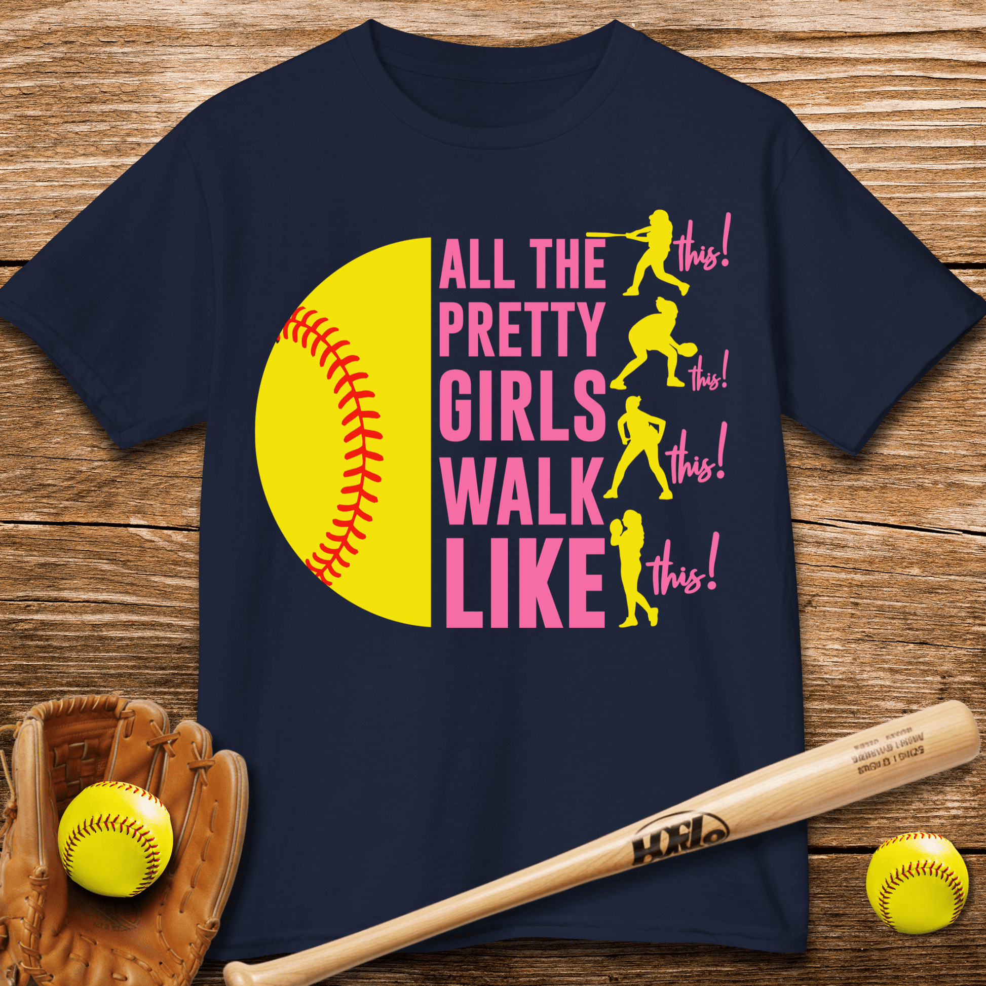 Pretty Girls Play Softball Kids T-shirt - HomeRun PrintsKids clothes