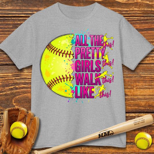 Pretty Girls Softball Kids T-shirt - HomeRun PrintsKids clothes