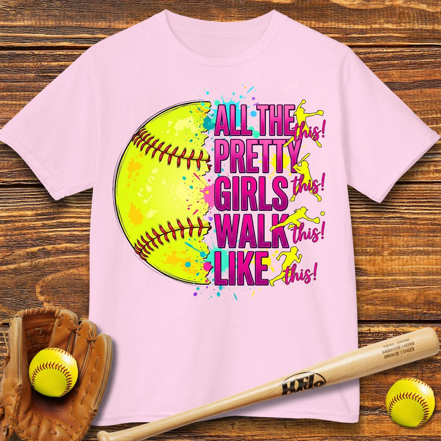 Pretty Girls Softball Kids T-shirt - HomeRun PrintsKids clothes