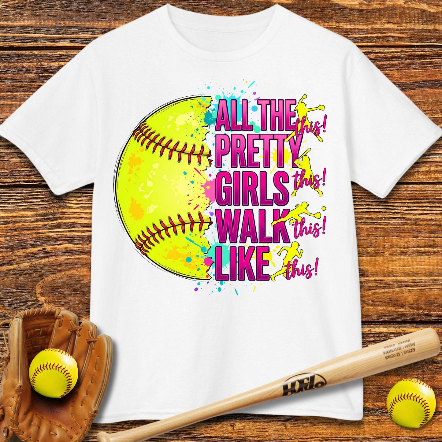 Pretty Girls Softball Kids T-shirt - HomeRun PrintsKids clothes