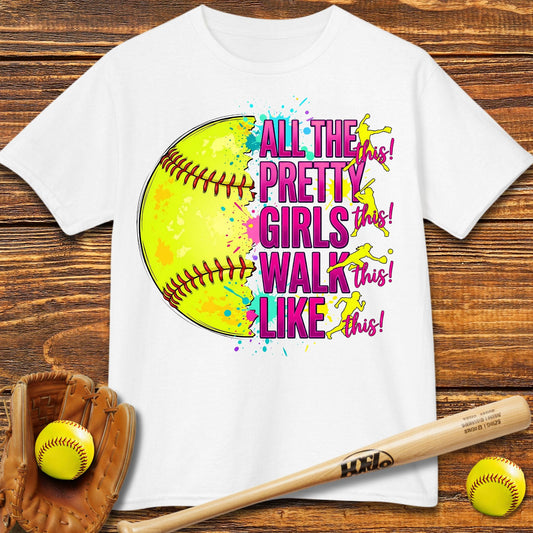 Pretty Girls Softball Kids T-shirt - HomeRun PrintsKids clothes