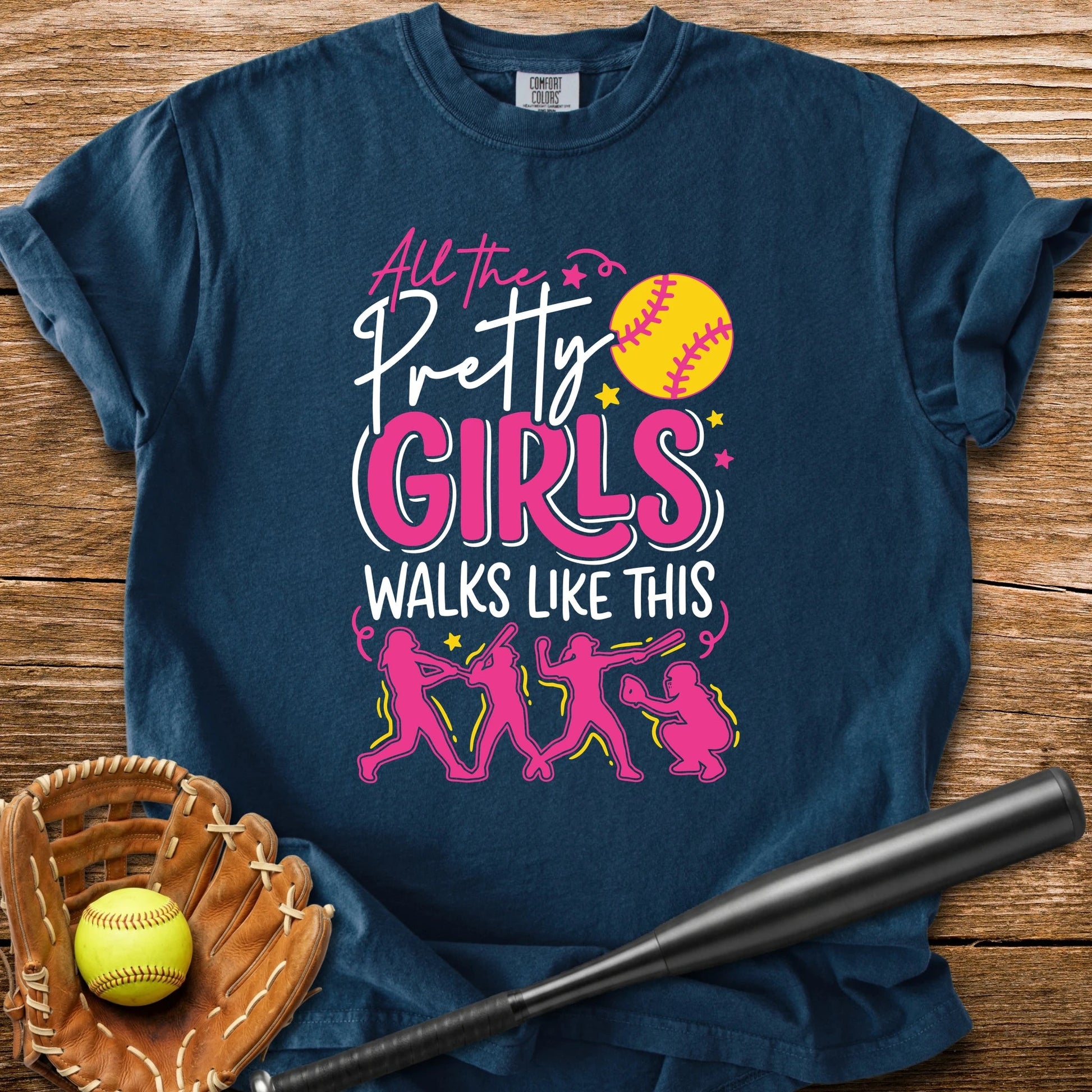 Pretty Girls Softball Walk - HomeRun PrintsComfort Colors