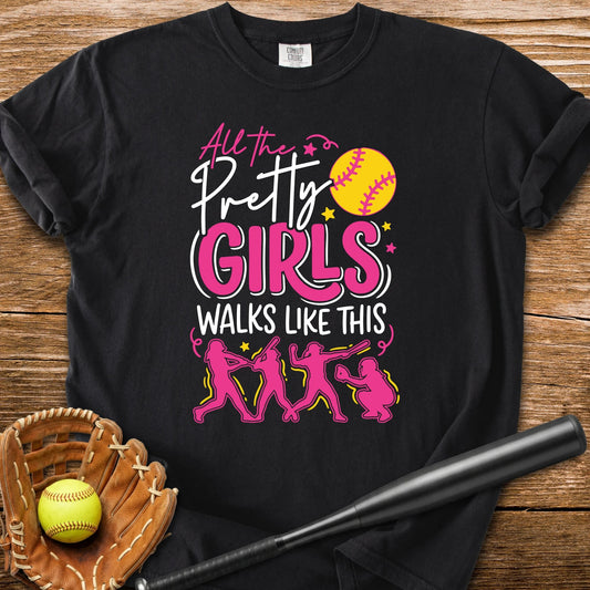 Pretty Girls Softball Walk - HomeRun PrintsComfort Colors