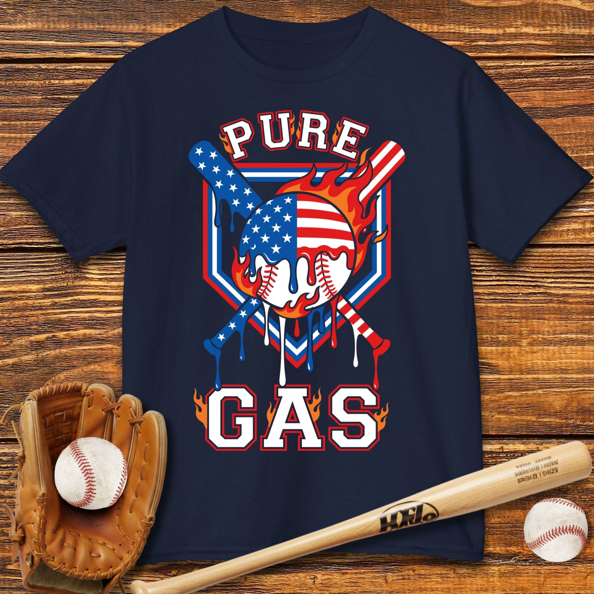 Pure Gas Patriotic Baseball Kids T-shirt - HomeRun PrintsKids clothes