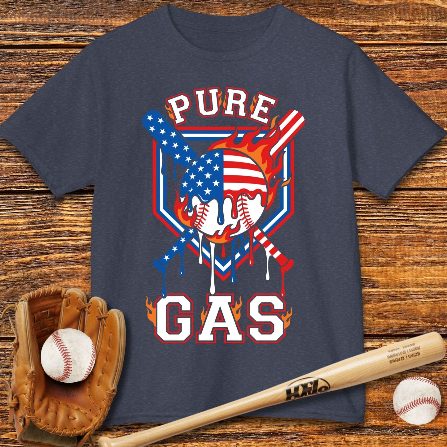 Pure Gas Patriotic Baseball Kids T-shirt - HomeRun PrintsKids clothes
