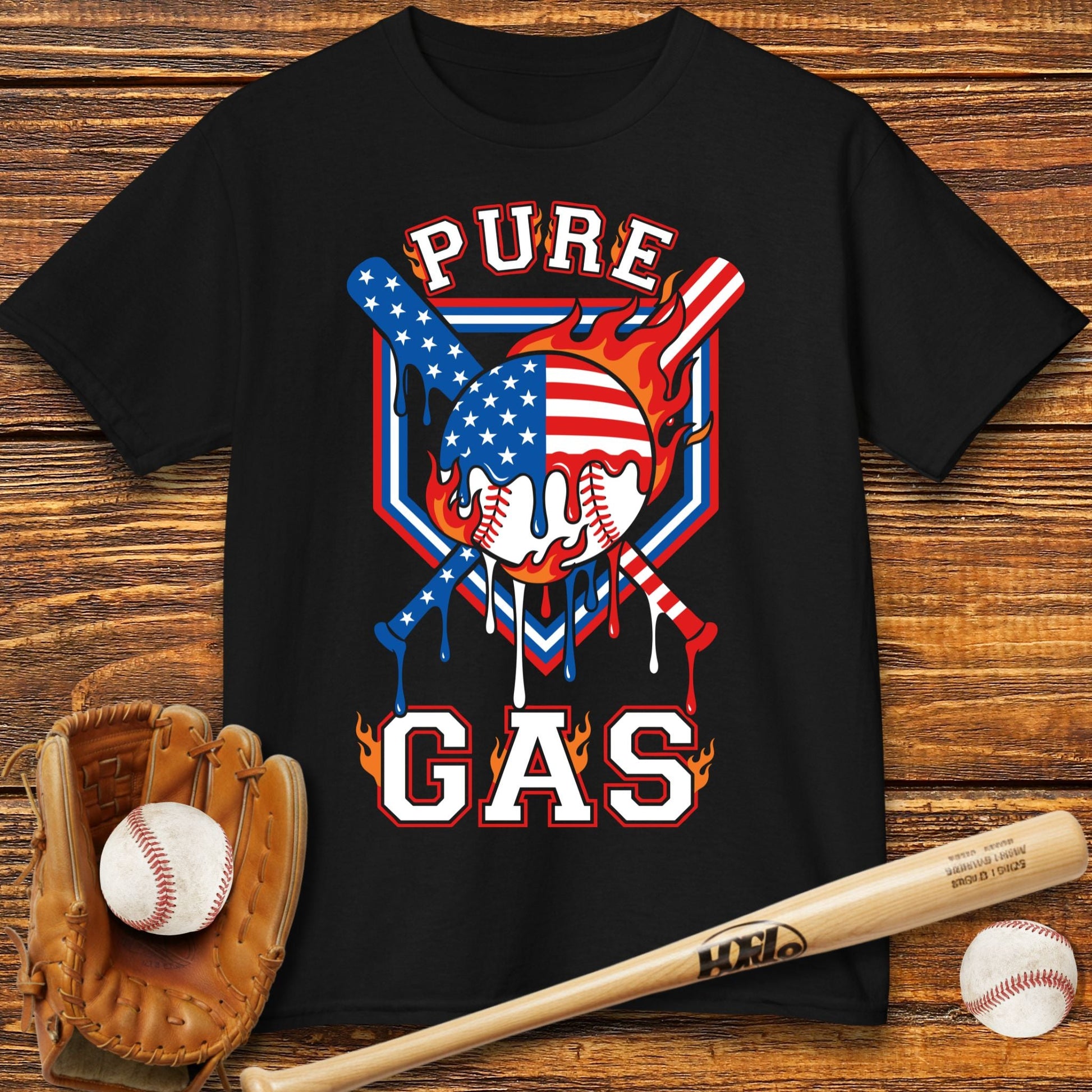 Pure Gas Patriotic Baseball Kids T-shirt - HomeRun PrintsKids clothes