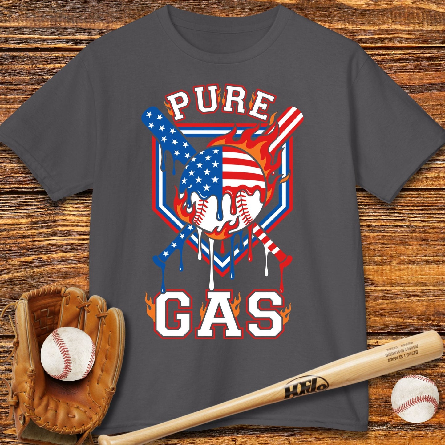 Pure Gas Patriotic Baseball Kids T-shirt - HomeRun PrintsKids clothes