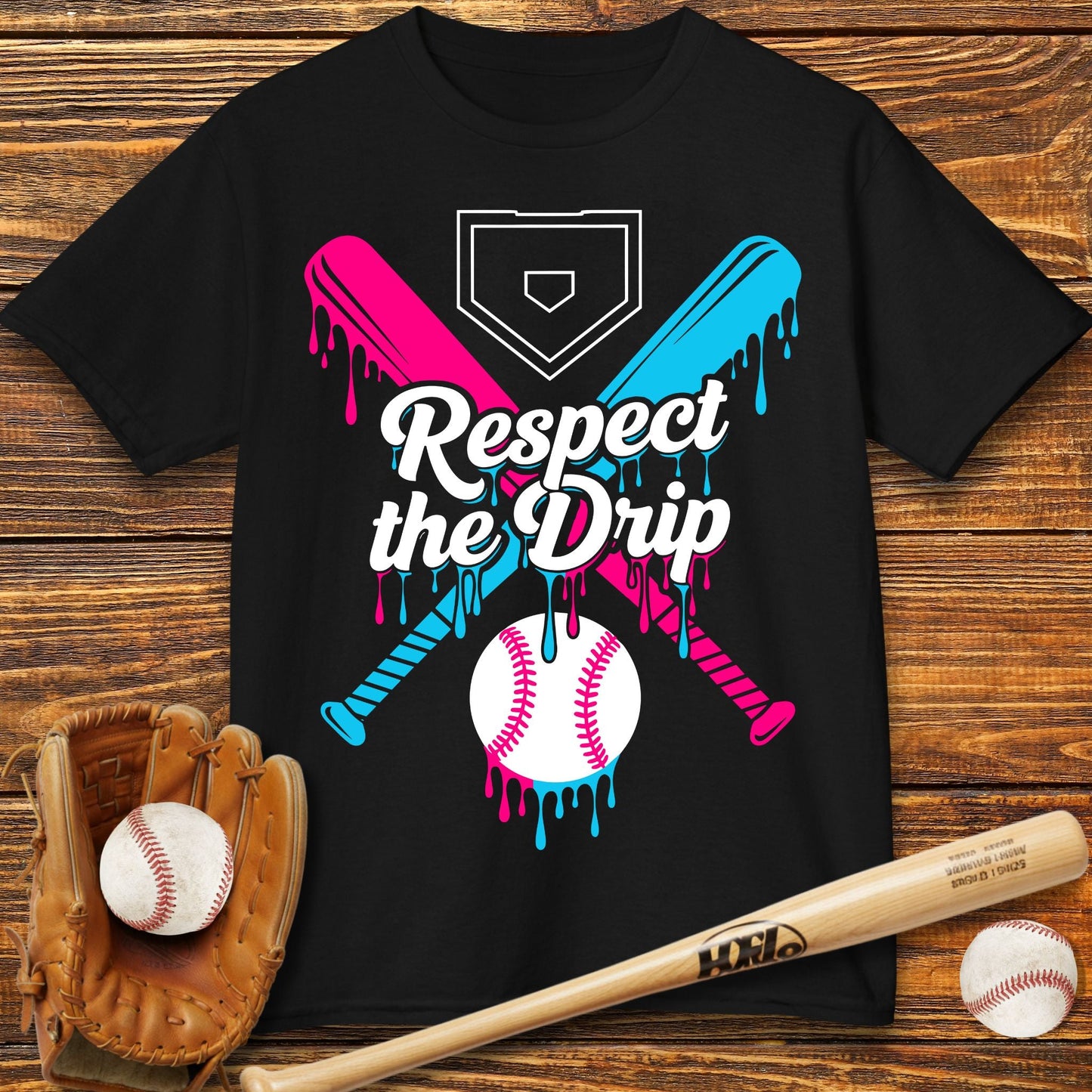 Respect The Drip Baseball Kids T-Shirt - HomeRun PrintsKids clothes