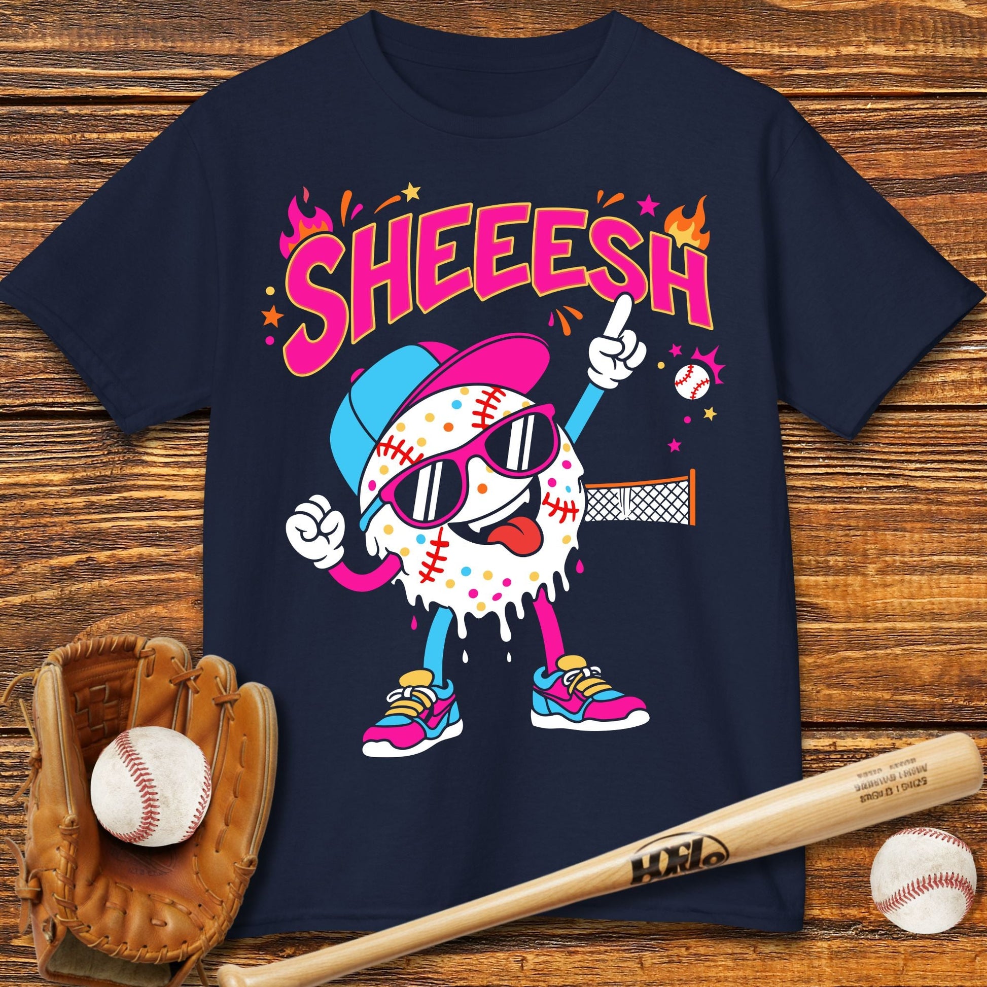 Sheeesh Baseball Drip Kids T-shirt - HomeRun PrintsKids clothes