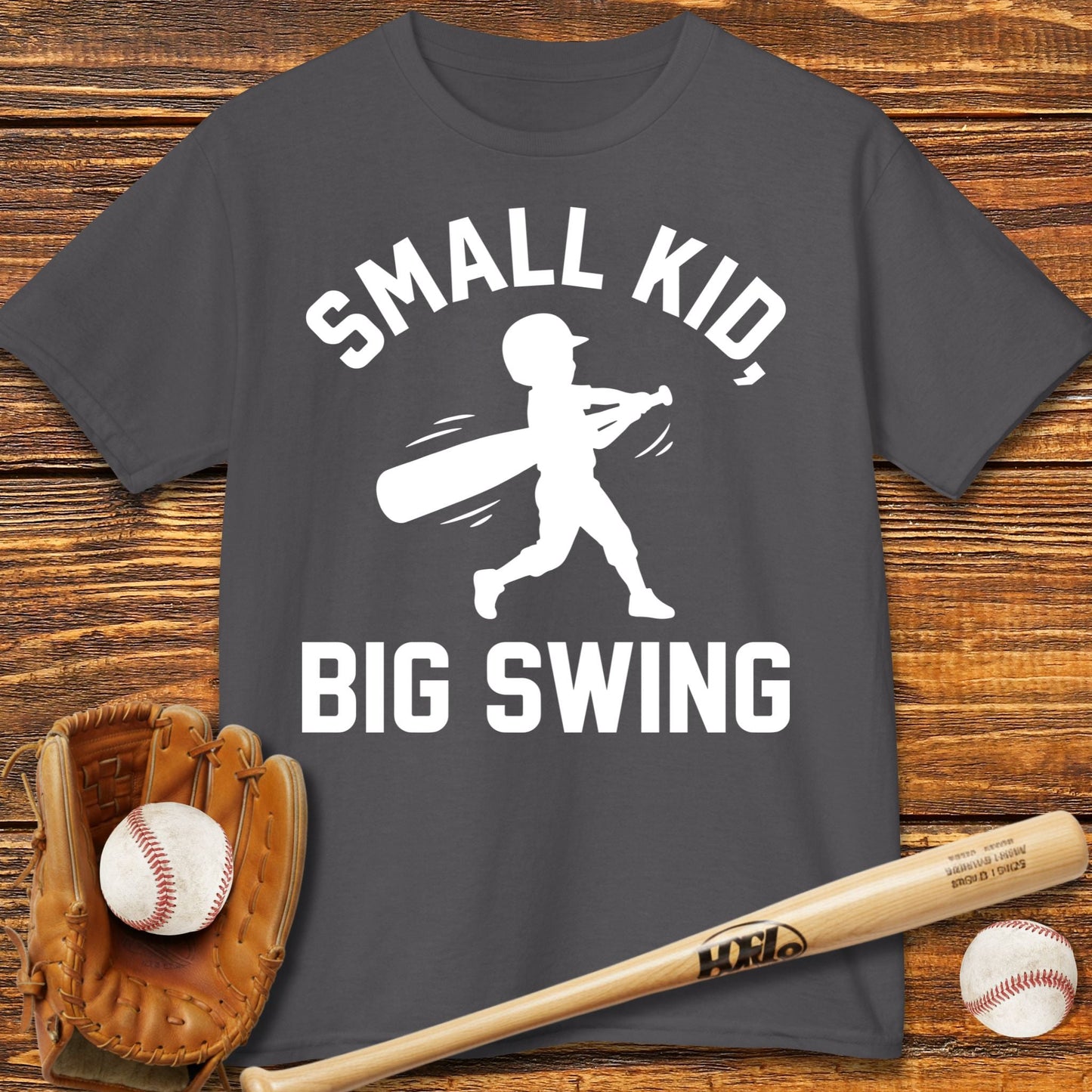 Small Kid Big Swing Kids T-shirt - HomeRun PrintsKids clothes