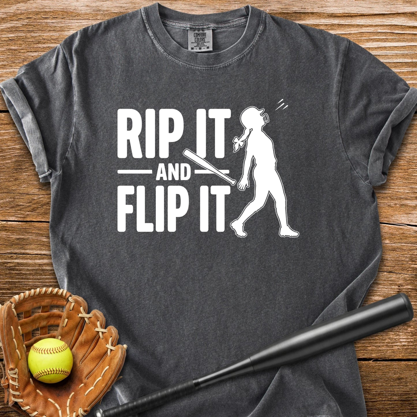 Softball Batter Bat Flip - HomeRun PrintsComfort Colors