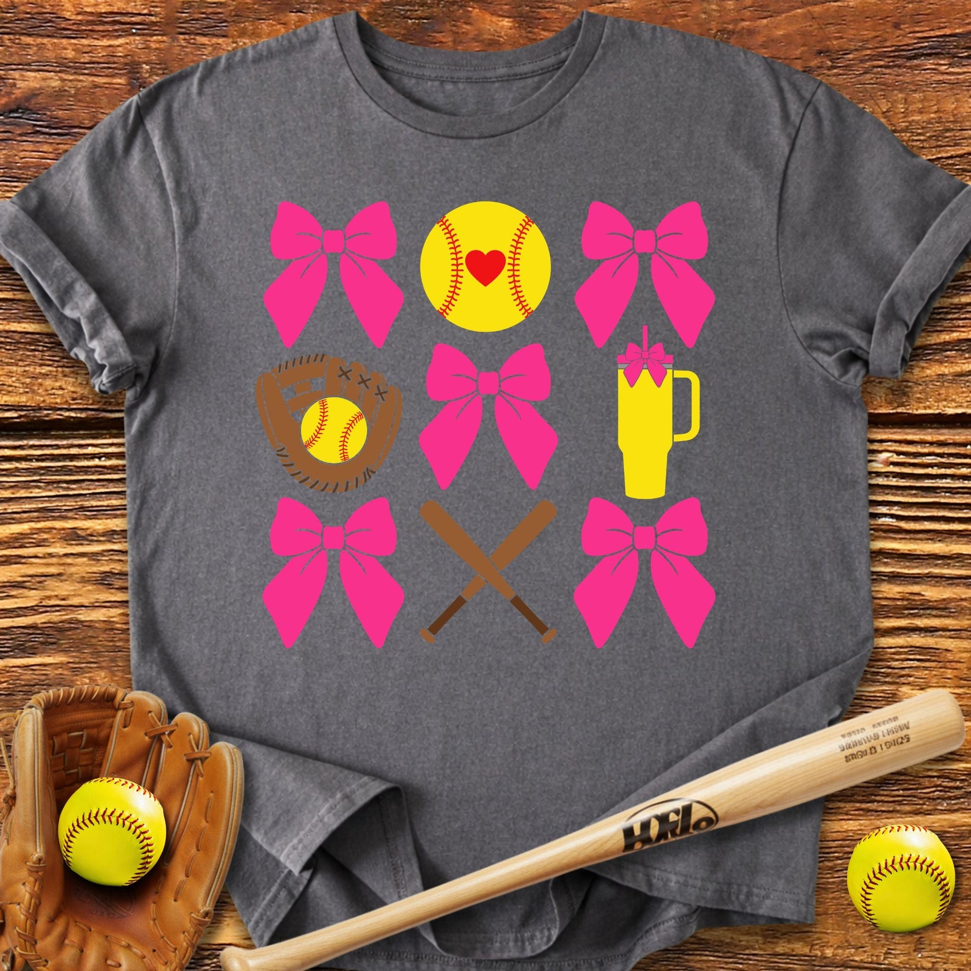 Softball Coquette Bow Adult T-Shirt - HomeRun PrintsT-Shirt
