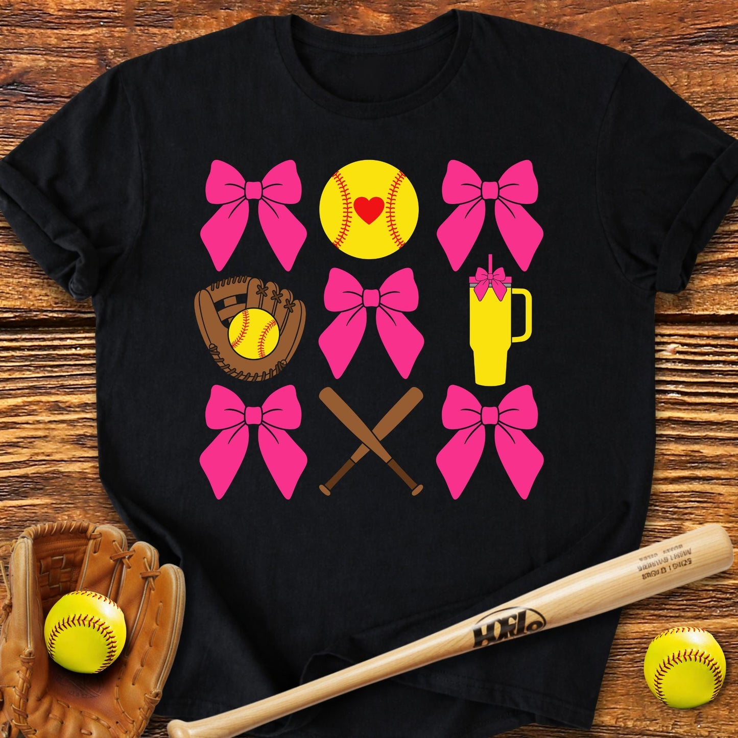 Softball Coquette Bow Adult T-Shirt - HomeRun PrintsT-Shirt