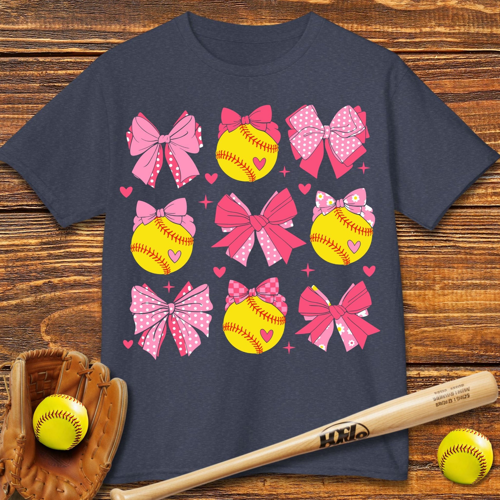 Softball Coquette Bow Kids T-shirt - HomeRun PrintsKids clothes