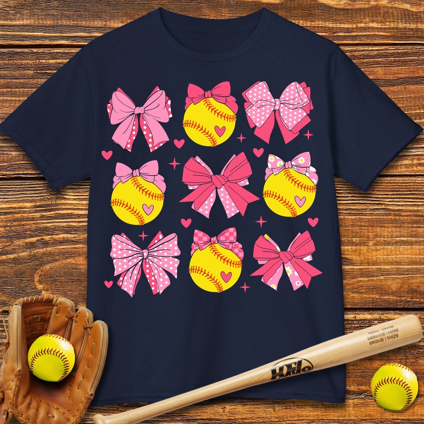Softball Coquette Bow Kids T-shirt - HomeRun PrintsKids clothes