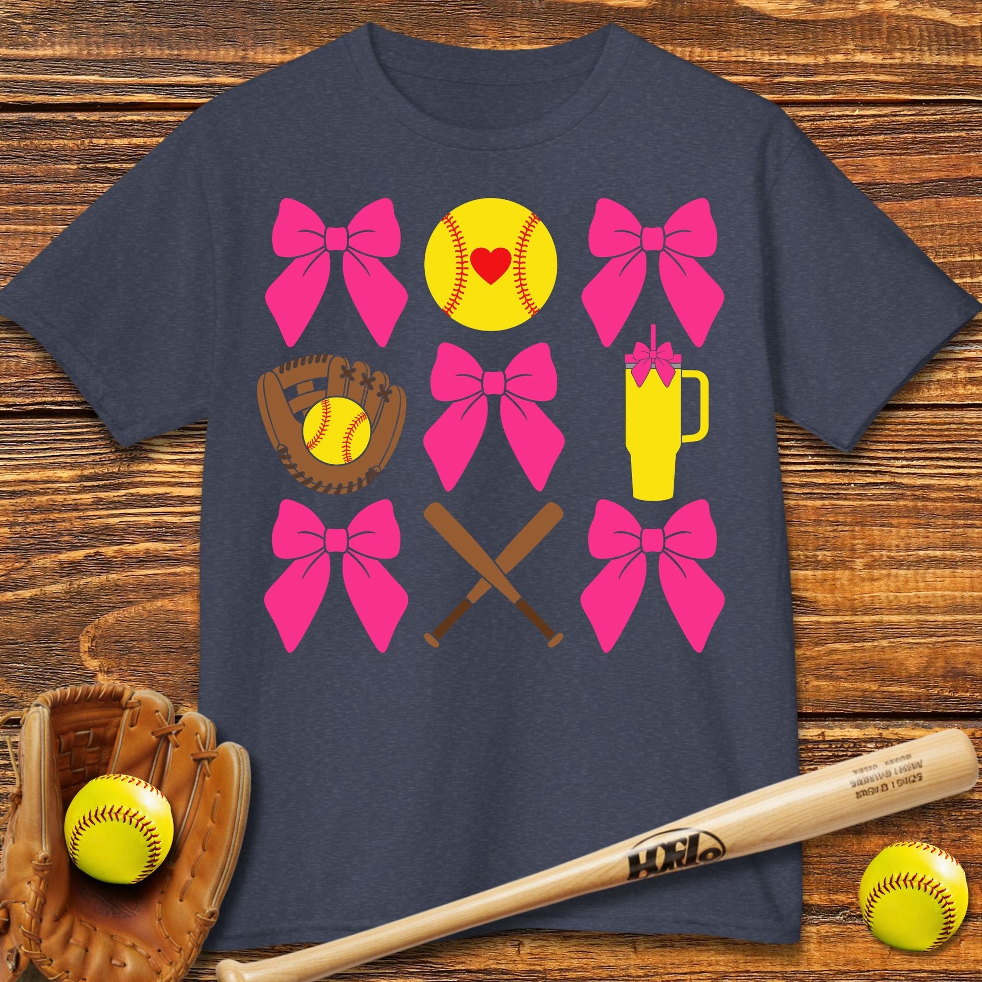 Softball Coquette Bow Kids T-shirt - HomeRun PrintsKids clothes