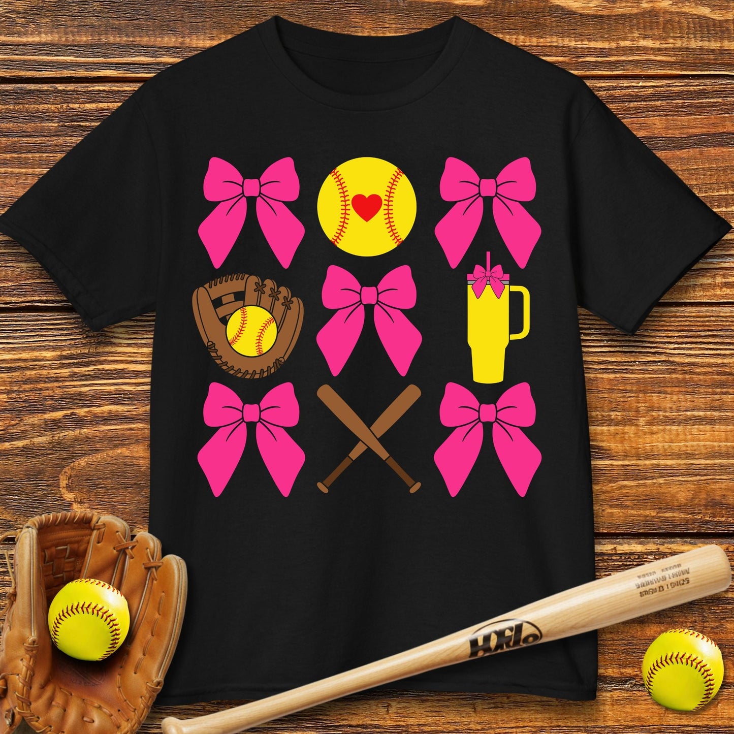 Softball Coquette Bow Kids T-shirt - HomeRun PrintsKids clothes
