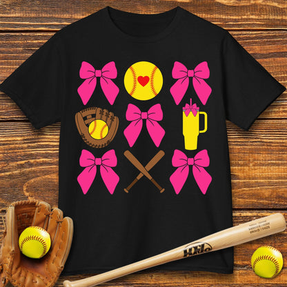 Softball Coquette Bow Kids T-shirt - HomeRun PrintsKids clothes