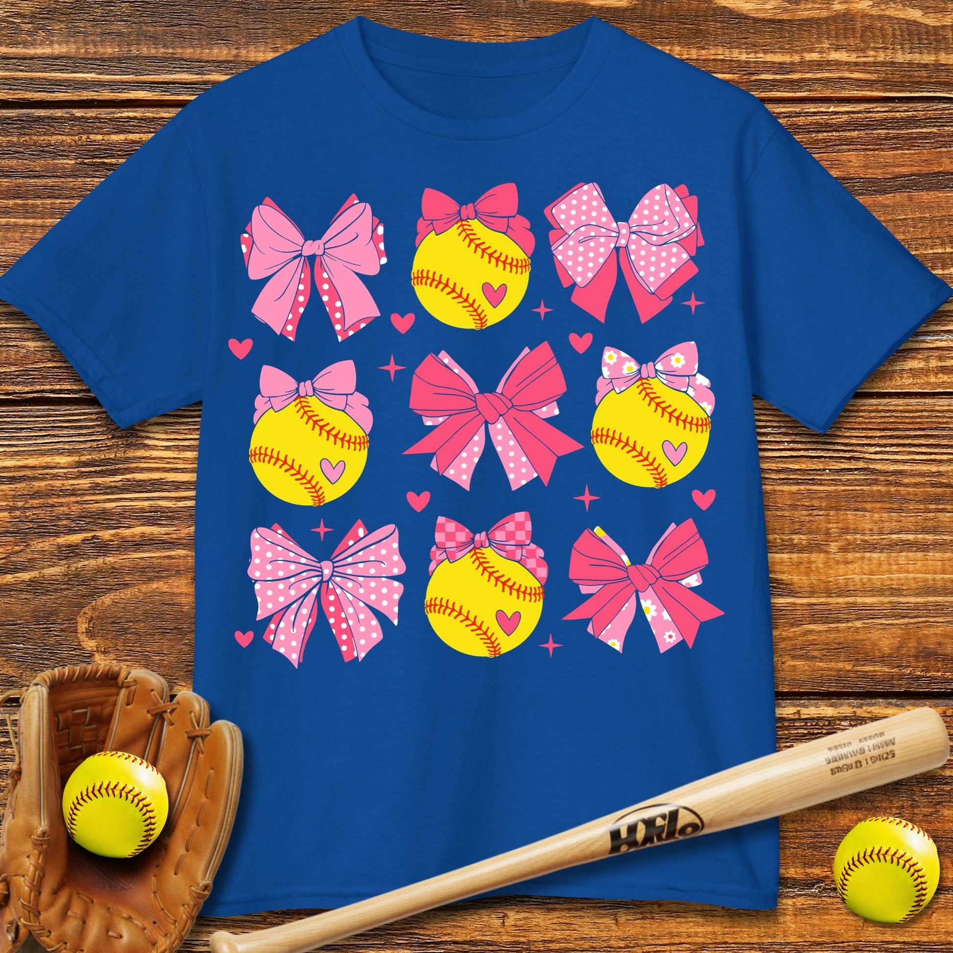Softball Coquette Bow Kids T-shirt - HomeRun PrintsKids clothes