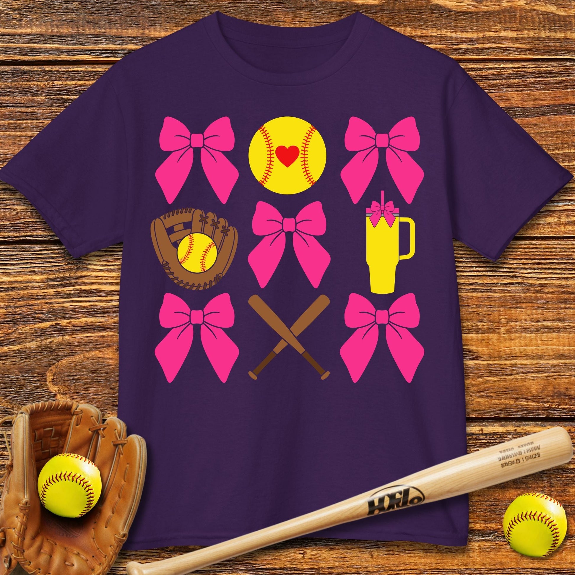 Softball Coquette Bow Kids T-shirt - HomeRun PrintsKids clothes