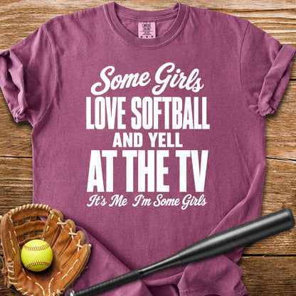 Softball Girl Yells At TV - HomeRun PrintsComfort Colors