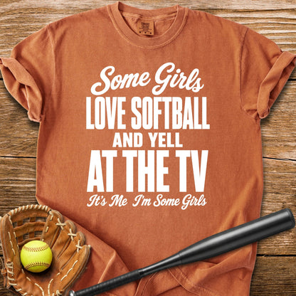Softball Girl Yells At TV - HomeRun PrintsComfort Colors