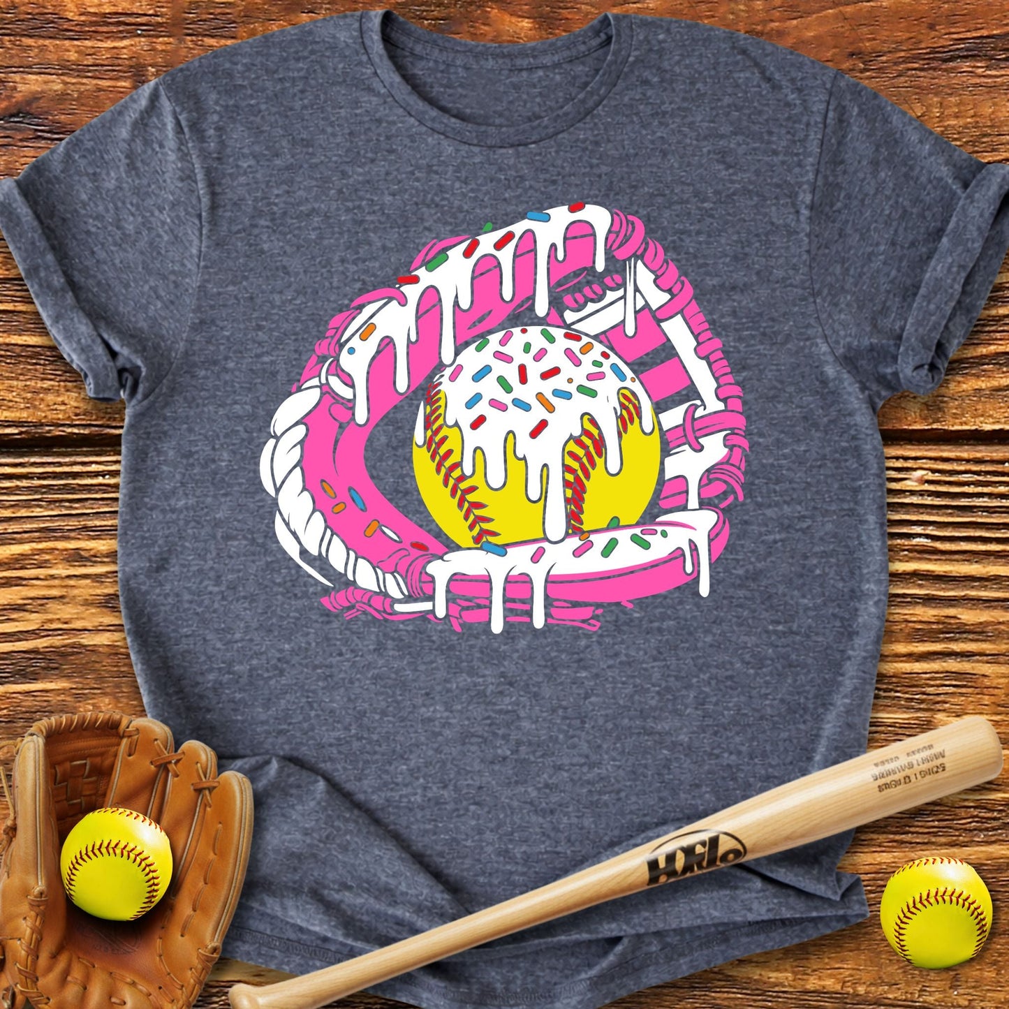 Softball Ice Cream Drip Adult T-Shirt - HomeRun PrintsT-Shirt