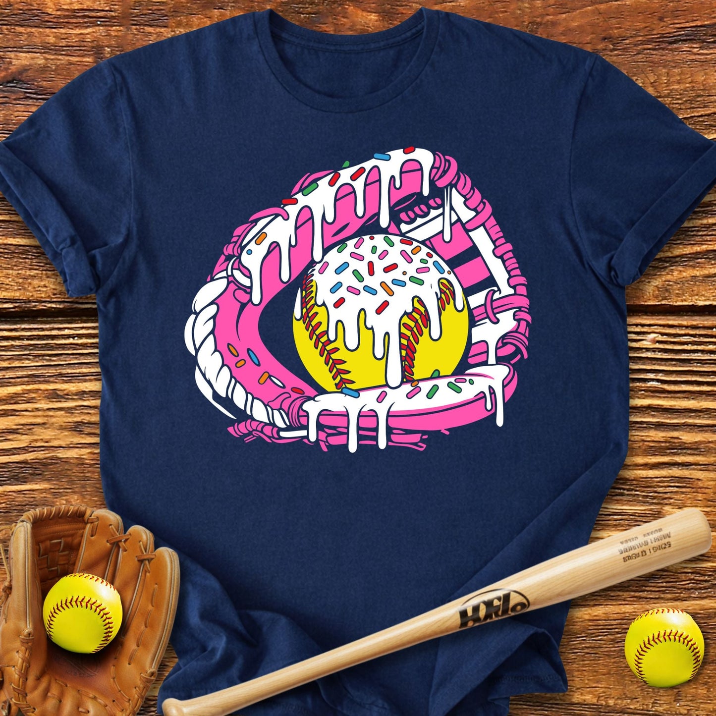 Softball Ice Cream Drip Adult T-Shirt - HomeRun PrintsT-Shirt