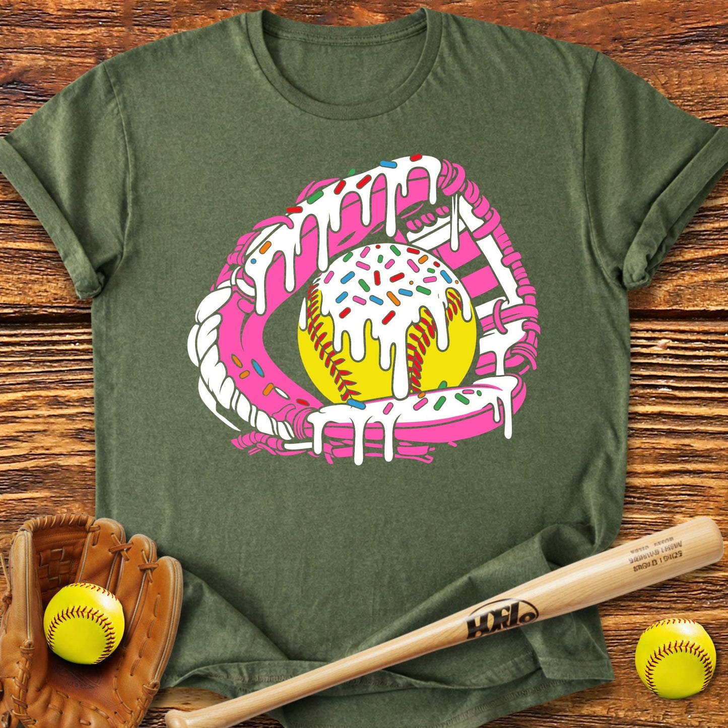 Softball Ice Cream Drip Adult T-Shirt - HomeRun PrintsT-Shirt