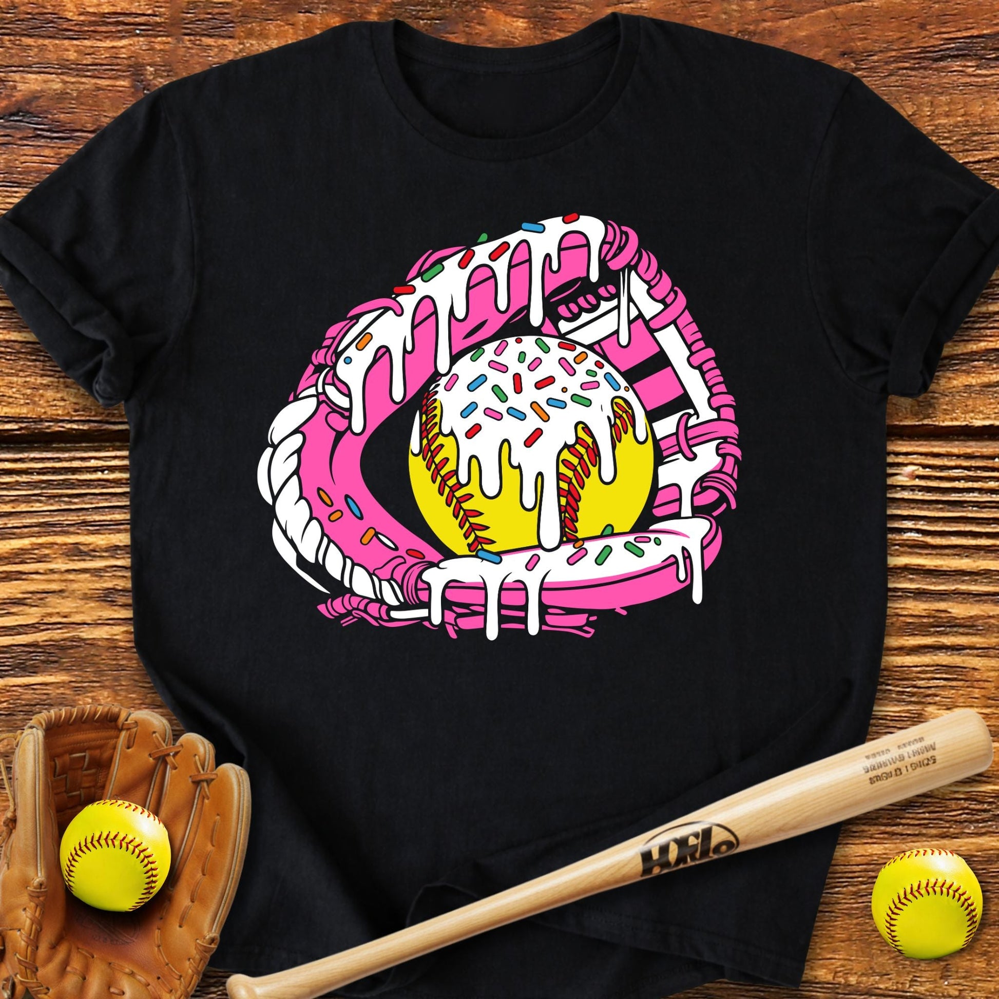 Softball Ice Cream Drip Adult T-Shirt - HomeRun PrintsT-Shirt