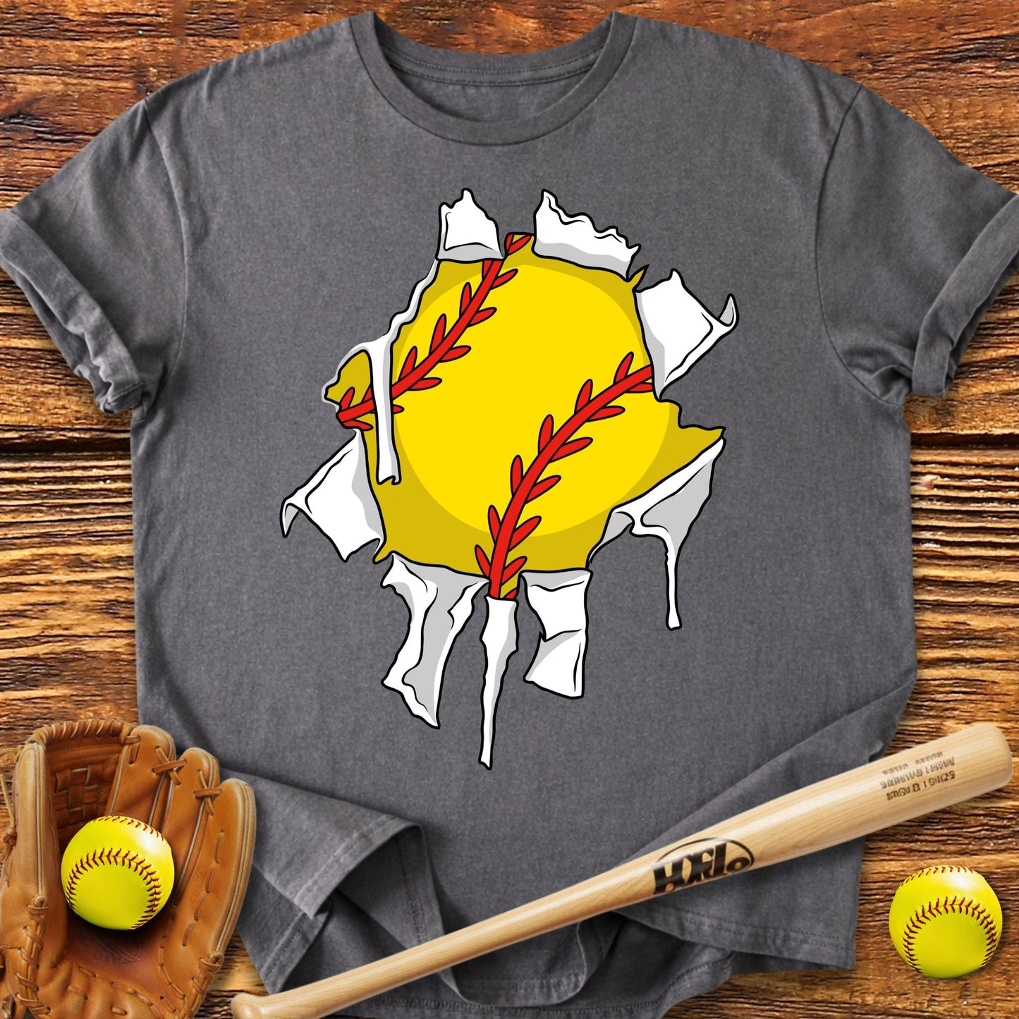 Softball Ripping Through T-Shirt - HomeRun PrintsT-Shirt