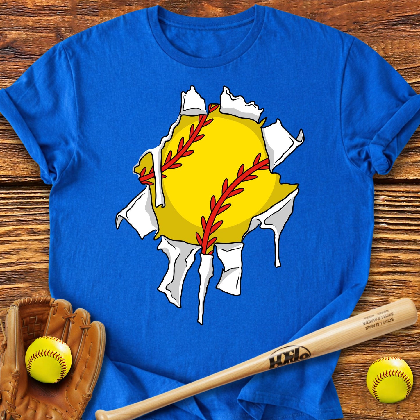 Softball Ripping Through T-Shirt - HomeRun PrintsT-Shirt