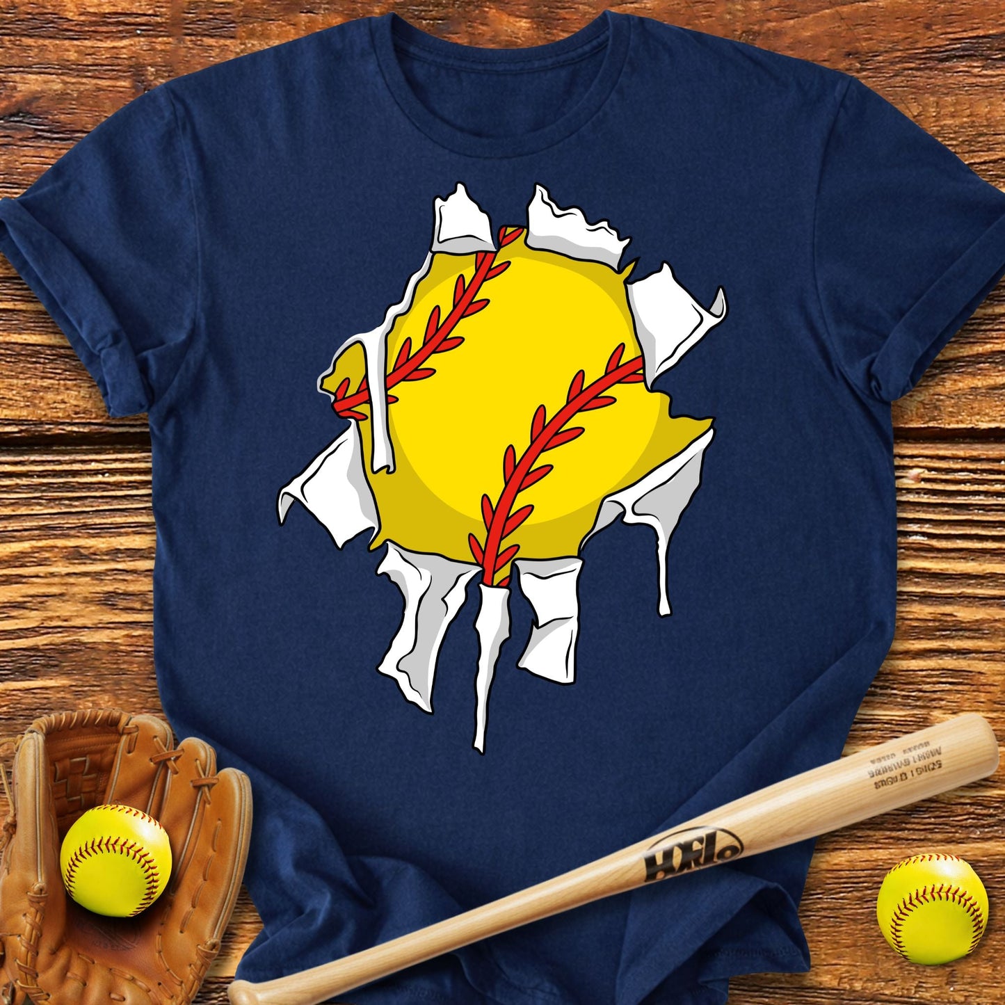Softball Ripping Through T-Shirt - HomeRun PrintsT-Shirt