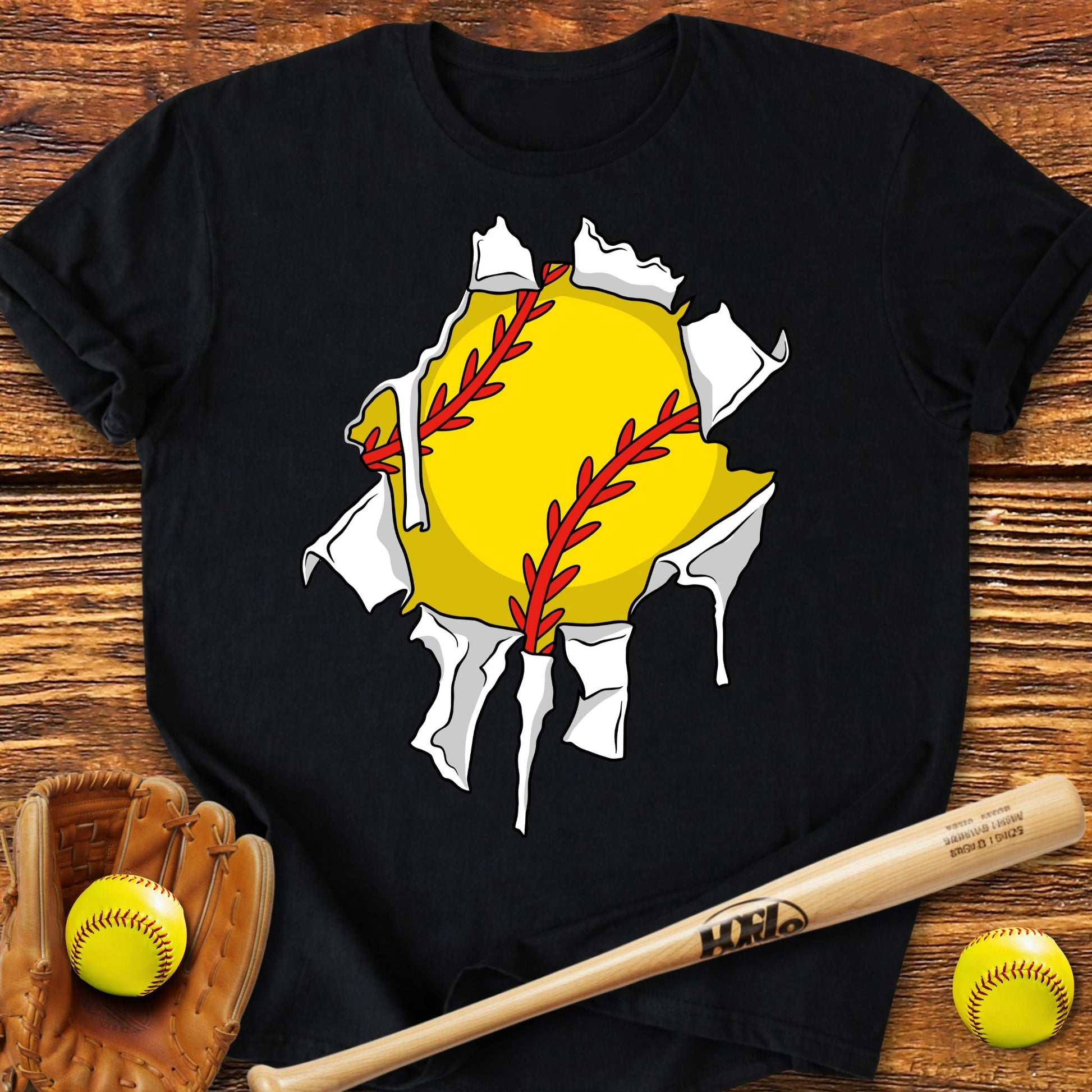 Softball Ripping Through T-Shirt - HomeRun PrintsT-Shirt