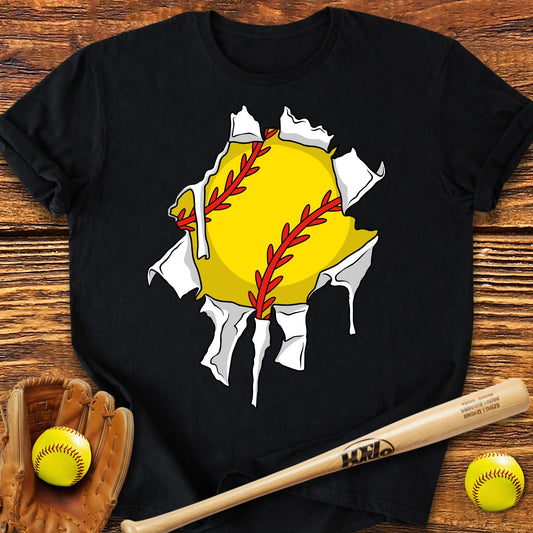 Softball Ripping Through T-Shirt - HomeRun PrintsT-Shirt