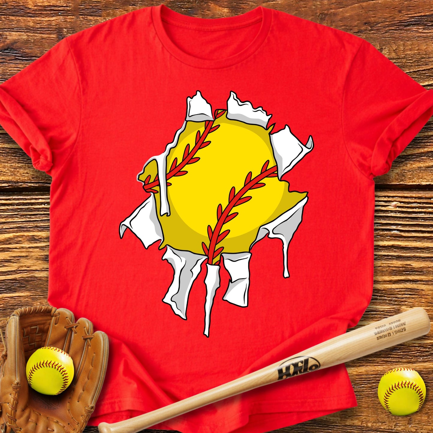 Softball Ripping Through T-Shirt - HomeRun PrintsT-Shirt