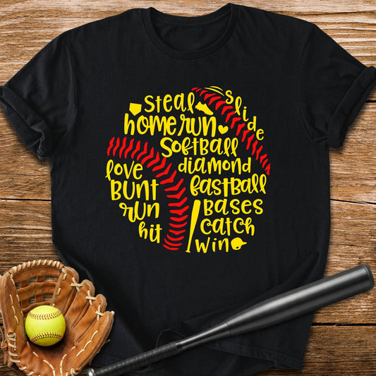 Softball Typography - HomeRun PrintsT-Shirt