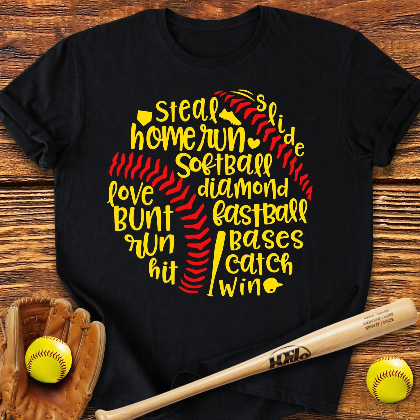 Softball Typography T-Shirt - HomeRun PrintsT-Shirt