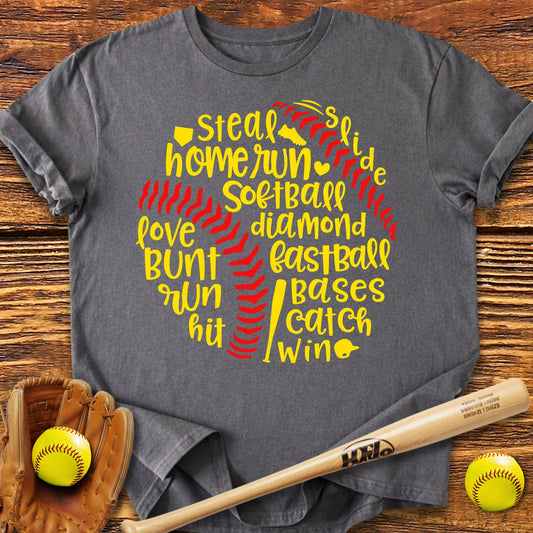 Softball Typography T-Shirt - HomeRun PrintsT-Shirt