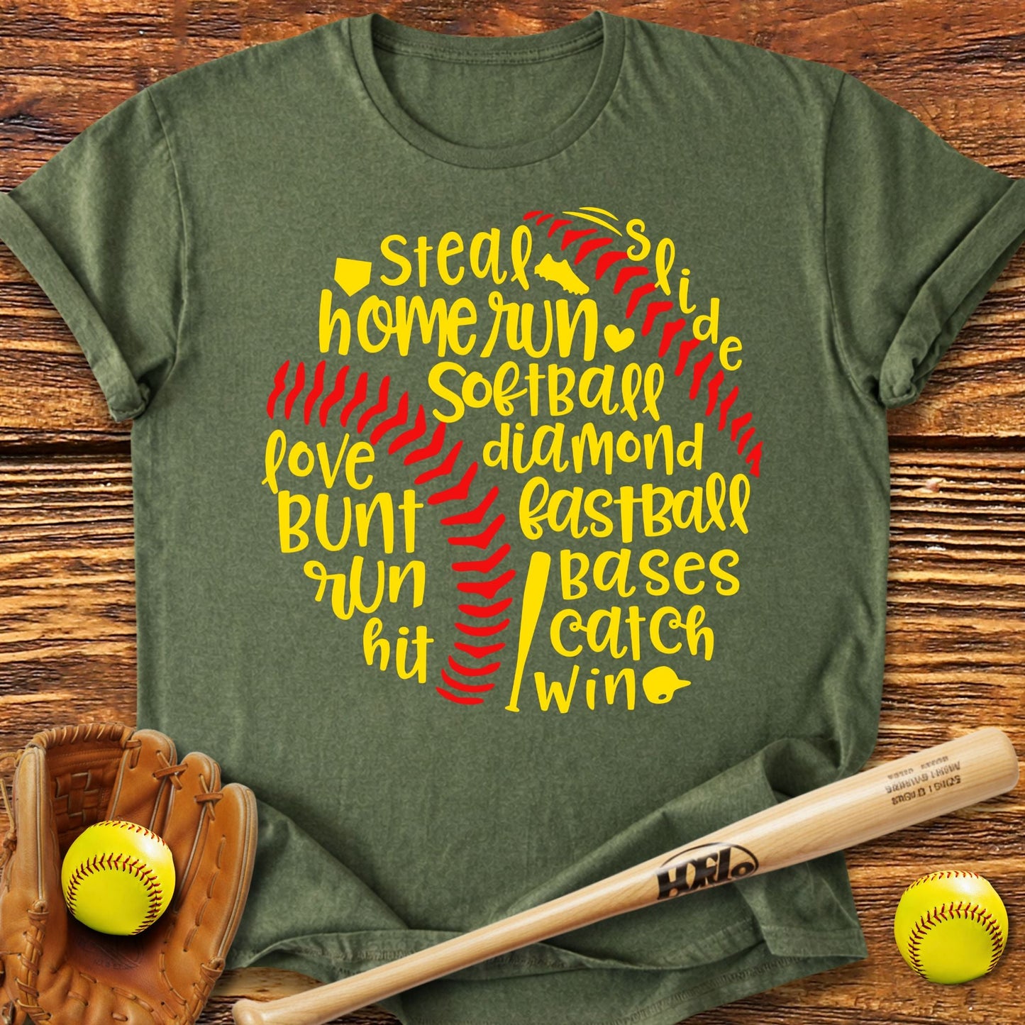 Softball Typography T-Shirt - HomeRun PrintsT-Shirt