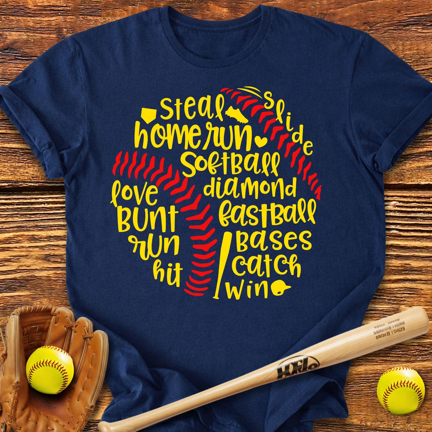Softball Typography T-Shirt - HomeRun PrintsT-Shirt