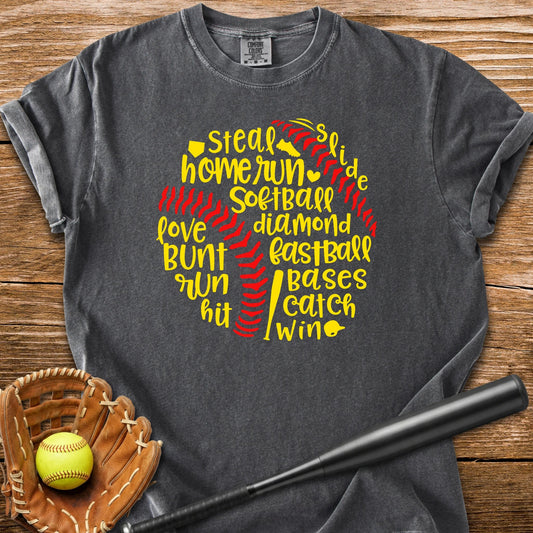 Softball Word Ball - HomeRun PrintsComfort Colors