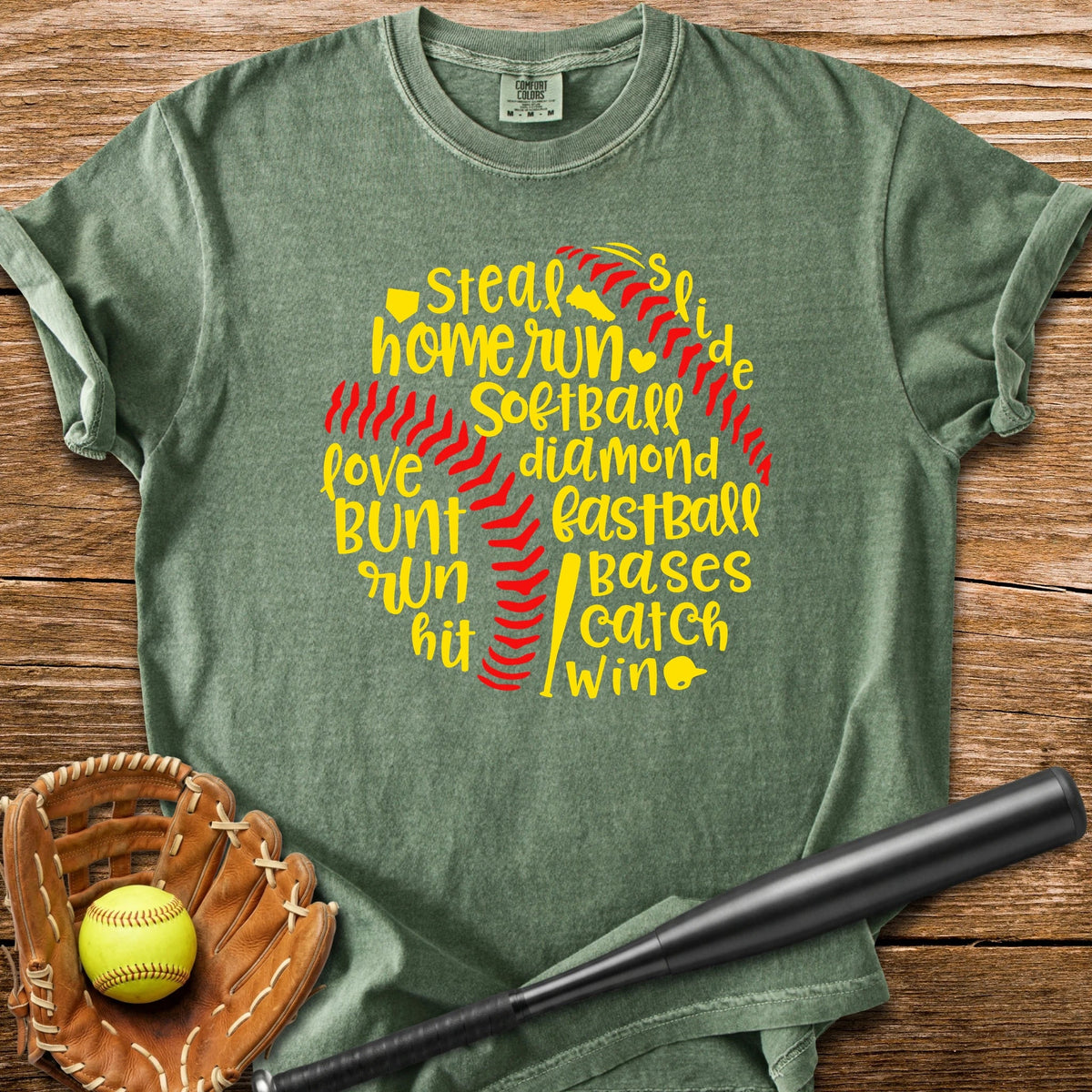 Softball Word Ball - HomeRun PrintsComfort Colors