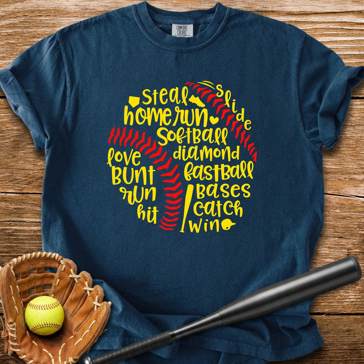 Softball Word Ball - HomeRun PrintsComfort Colors