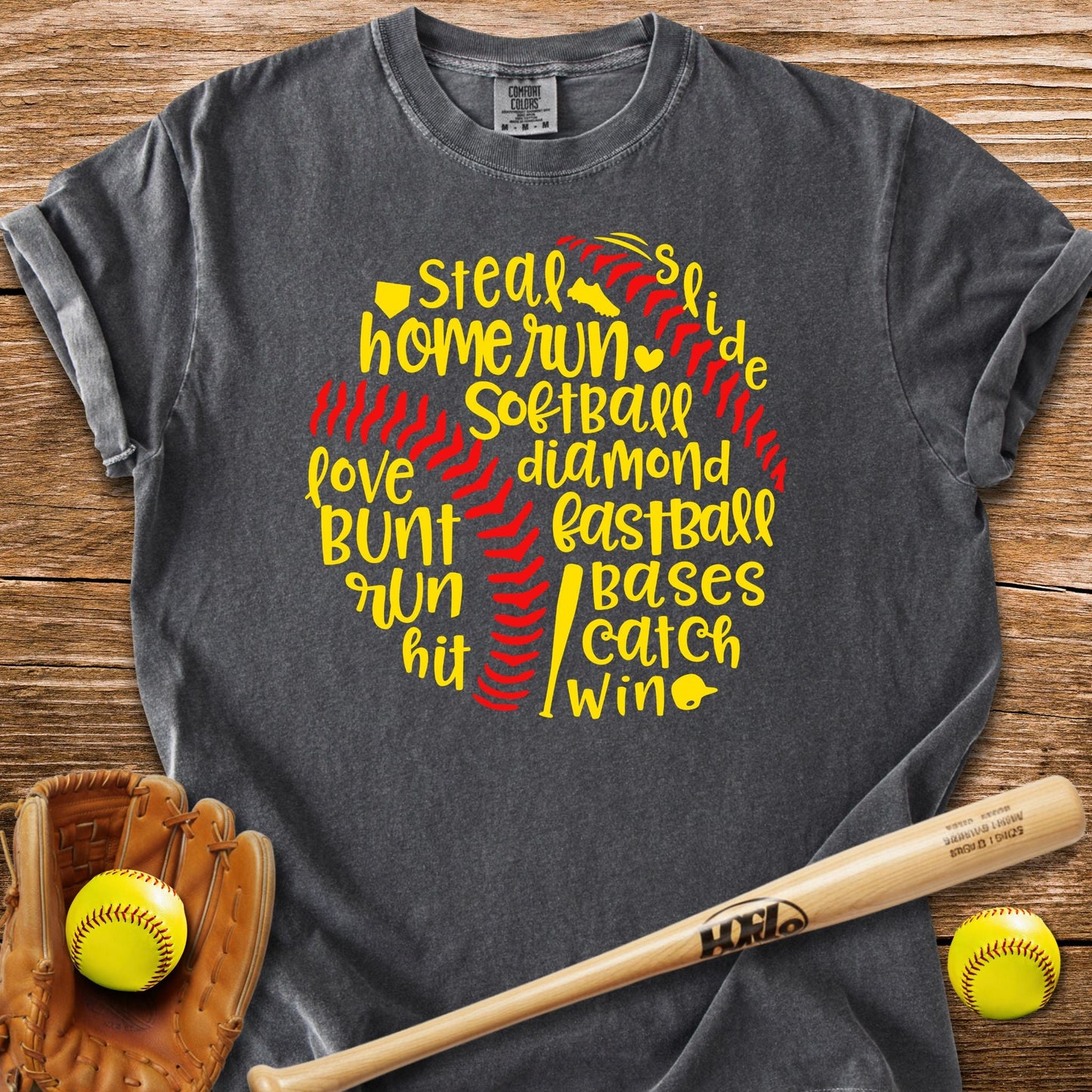 Softball Word Ball T-Shirt - HomeRun PrintsComfort Colors