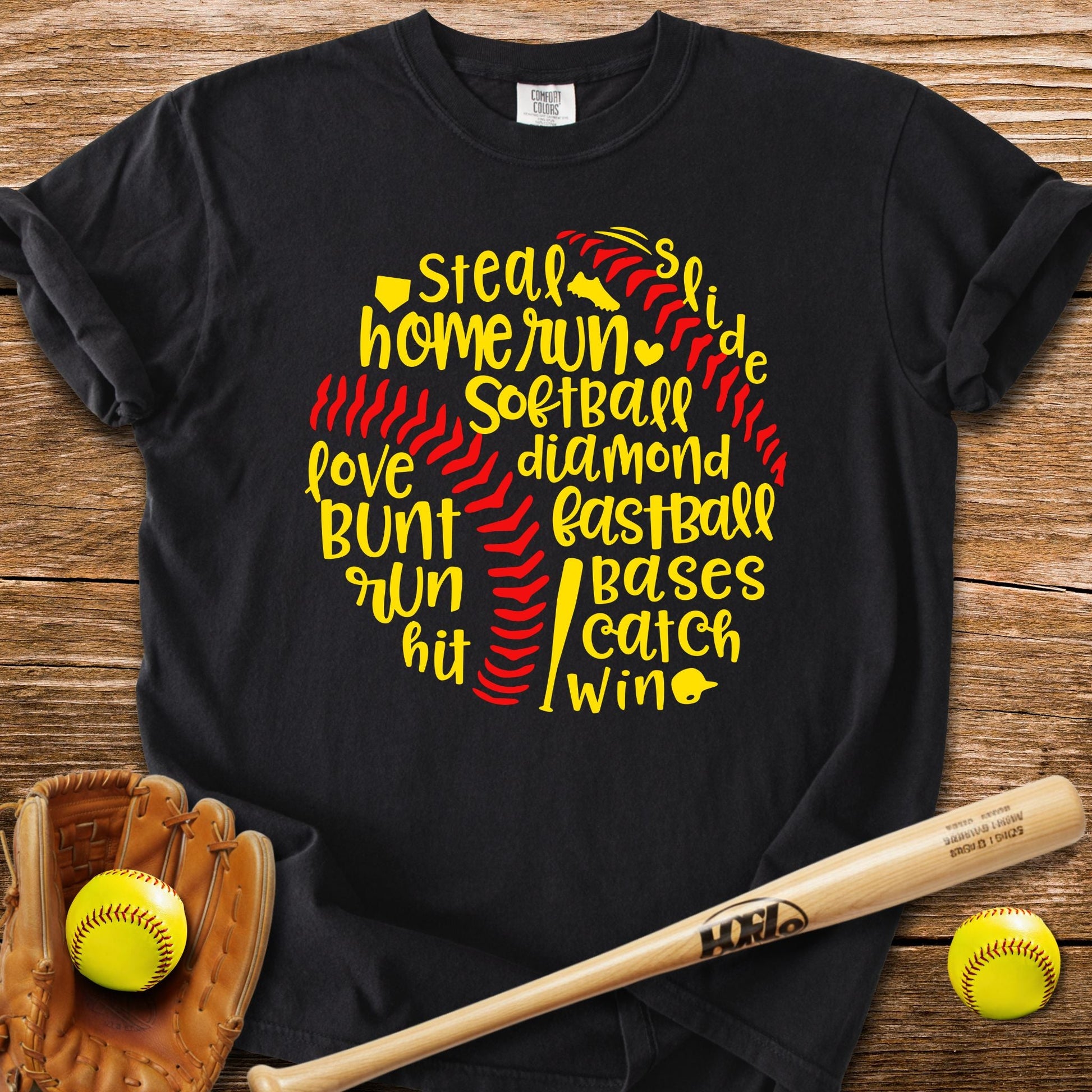 Softball Word Ball T-Shirt - HomeRun PrintsComfort Colors