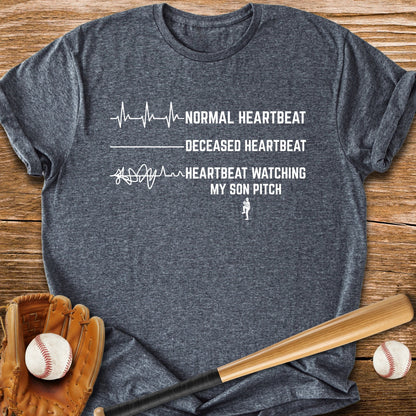 Son's Pitch Flatlines Me - HomeRun PrintsT-Shirt
